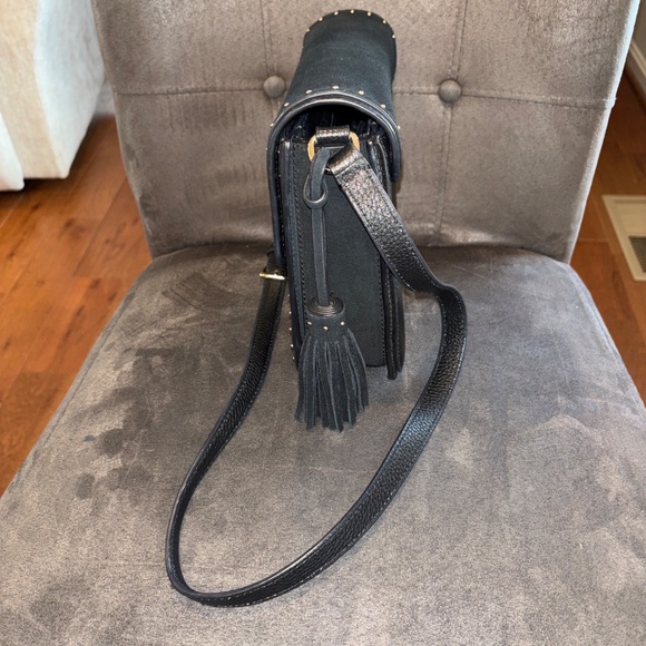 Kate Spade Black Suede Studded Crossbody Shoulder Handbag - Picture 2 of 6